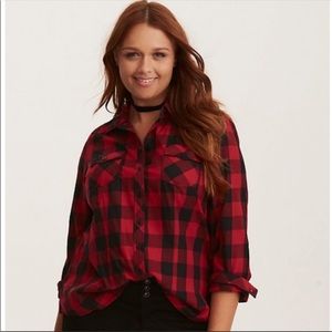 torrid plaid button down long sleeve top plus size
2x women